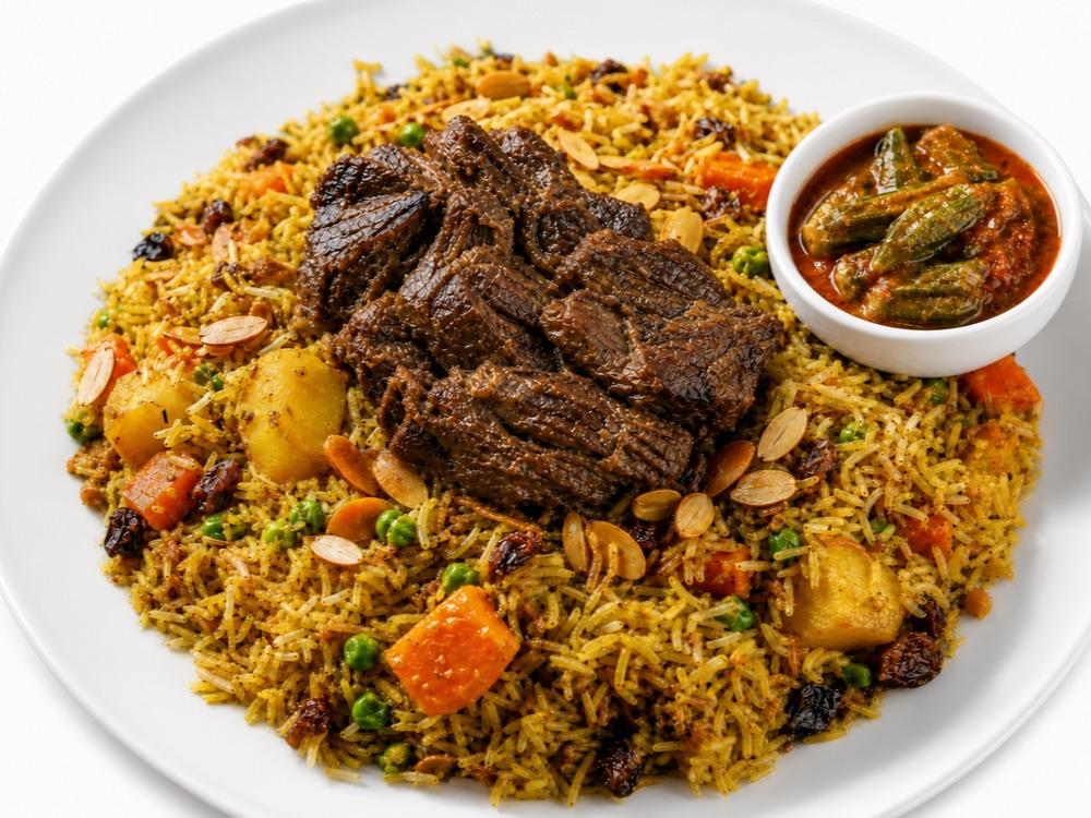 Lam neck met Biryani (Okra)